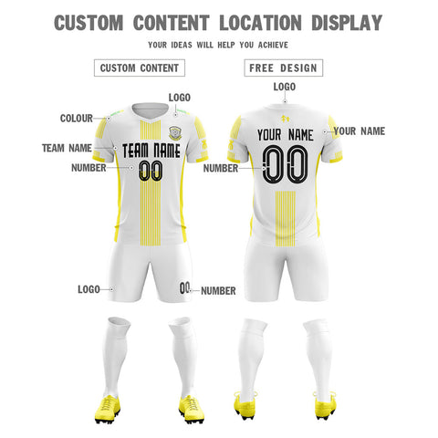 Custom White Yellow Training Uniform Soccer Sets Jersey