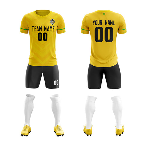 Custom Yellow Black Training Uniform Soccer Sets Jersey