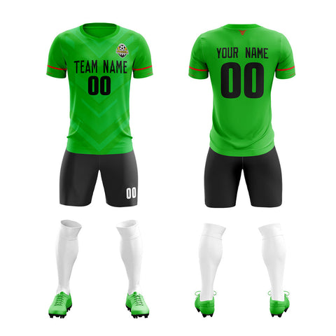 Custom Green Black Training Uniform Soccer Sets Jersey