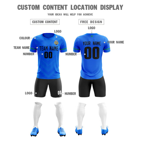 Custom Royal Black Training Uniform Soccer Sets Jersey