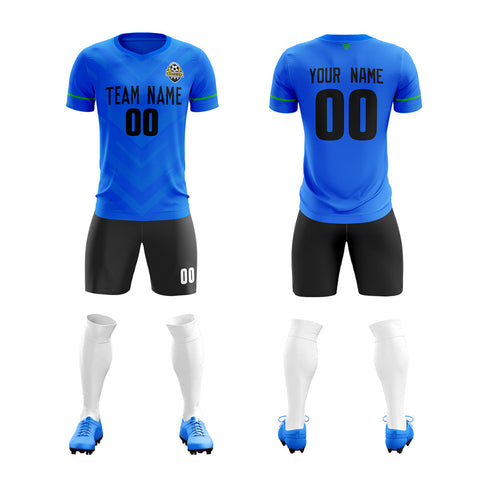 Custom Royal Black Training Uniform Soccer Sets Jersey