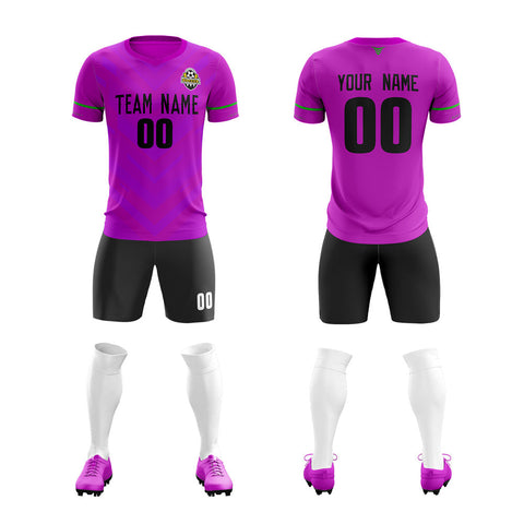 Custom Purple Black Training Uniform Soccer Sets Jersey