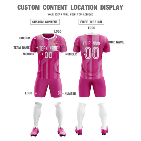 Custom Pink White Training Uniform Soccer Sets Jersey