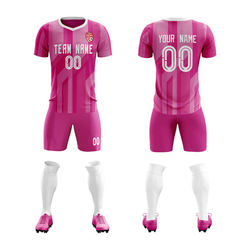 Custom Pink White Training Uniform Soccer Sets Jersey