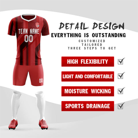 Custom Red White-Red Training Uniform For Men Soccer Sets Jersey