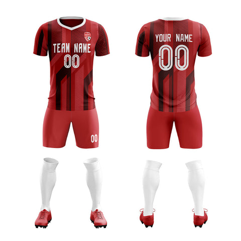 Custom Red White-Red Training Uniform For Men Soccer Sets Jersey