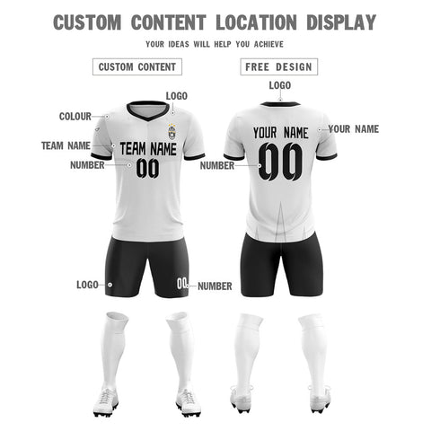 Custom White Black Black Training Uniform For Men Soccer Sets Jersey