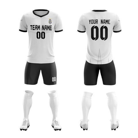 Custom White Black Black Training Uniform For Men Soccer Sets Jersey