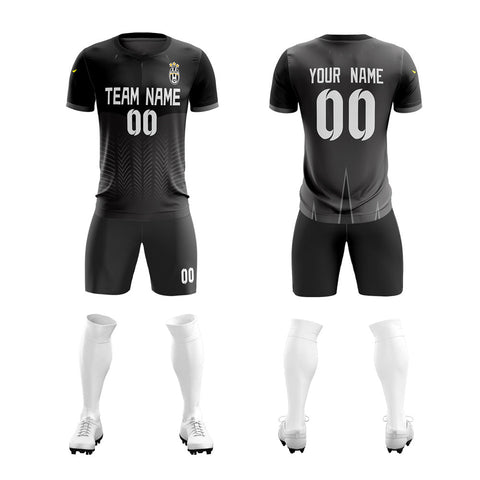 Custom Black Gray Black Training Uniform For Men Soccer Sets Jersey