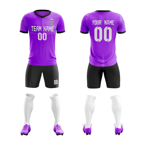 Custom Purple White Black Training Uniform For Men Soccer Sets Jersey