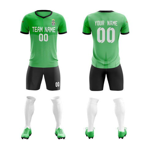Custom Green Black Training Uniform For Men Soccer Sets Jersey