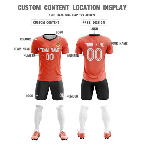 Custom Orange Black Training Uniform For Men Soccer Sets Jersey
