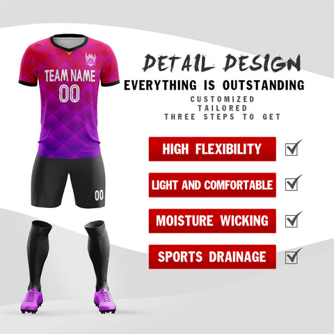 Custom Red Purple-Black Soft Elasticity Soccer Sets Jersey