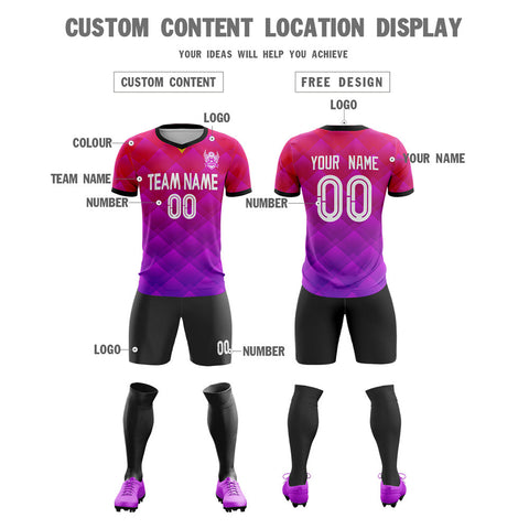 Custom Red Purple-Black Soft Elasticity Soccer Sets Jersey