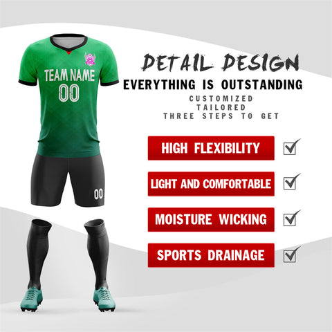 Custom Green Black Sport Soccer Sets Jersey