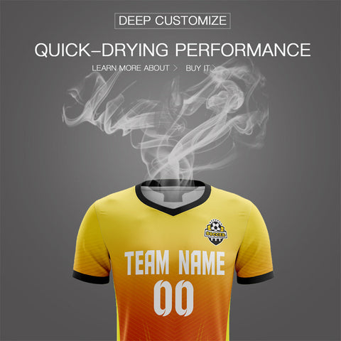 Custom Yellow Orange-Black Sport Soccer Sets Jersey