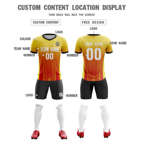 Custom Yellow Orange-Black Sport Soccer Sets Jersey