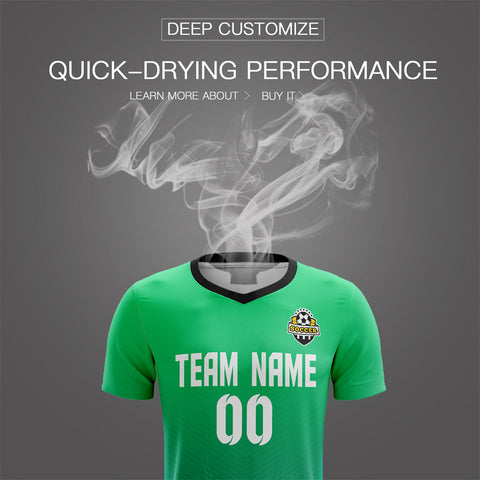 Custom Green Black-White Breathable Soccer Sets Jersey