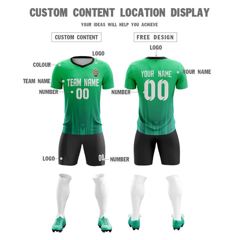 Custom Green Black-White Breathable Soccer Sets Jersey