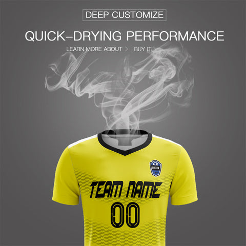 Custom Yellow Black-White Breathable Soccer Sets Jersey