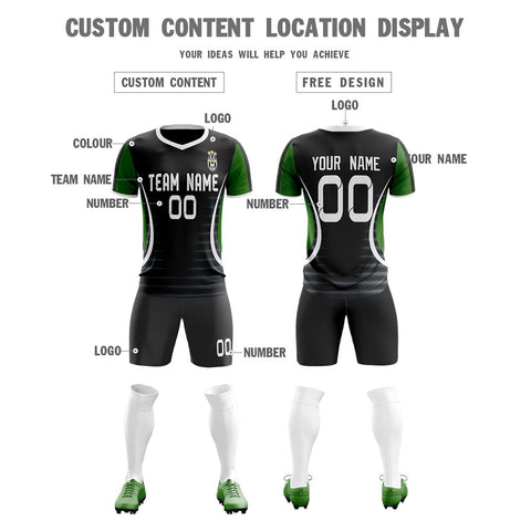 Custom Black Green Training Men Soccer Sets Jersey