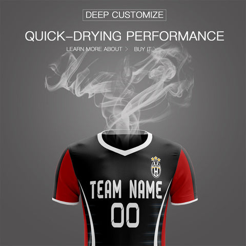 Custom Black Red Design Training Soccer Sets Jersey