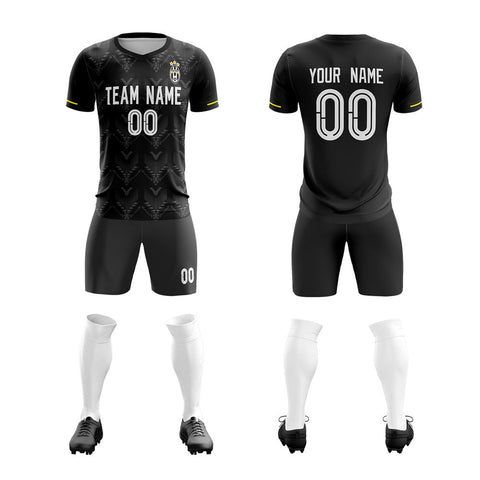 Custom Black White Training Uniform Soccer Sets Jersey