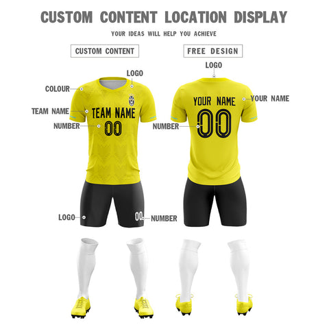 Custom Yellow Black Design Soccer Sets Jersey