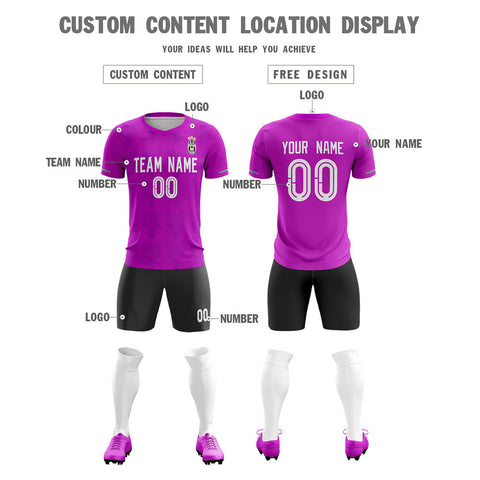 Custom Purple Black Personalized Printed Soccer Sets Jersey