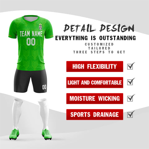 Custom Green White Personalized Men Soccer Sets Jersey