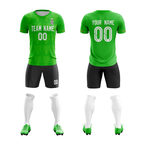 Custom Green White Personalized Men Soccer Sets Jersey