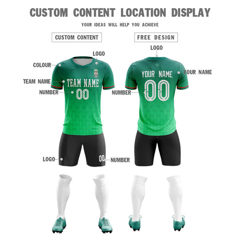 Custom Green White Training Uniform Soccer Sets Jersey