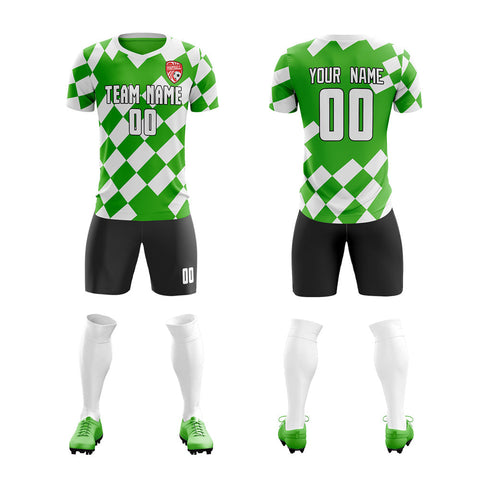 Custom Green White Personalized Soccer Sets Jersey