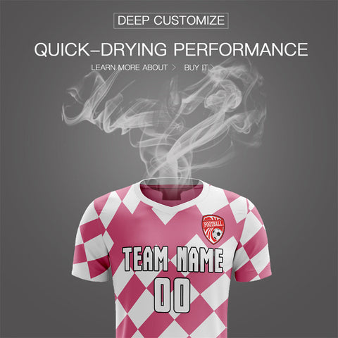 Custom Pink White Design Soccer Sets Jersey