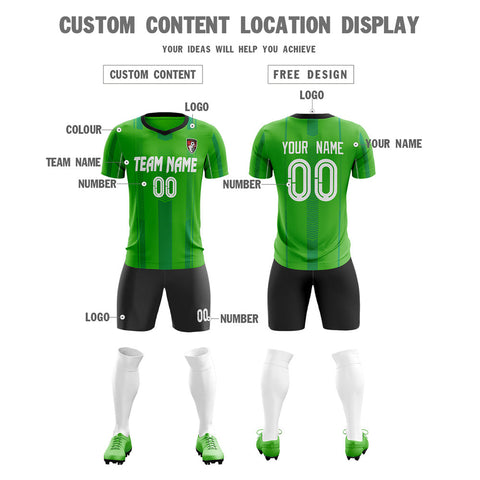 Custom Green Black Breathable Soccer Sets Jersey