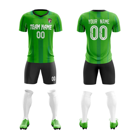 Custom Green Black Breathable Soccer Sets Jersey