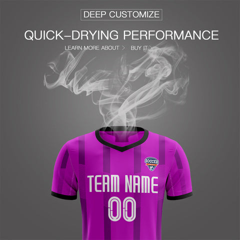 Custom Purple Black Soft Elastic Soccer Sets Jersey