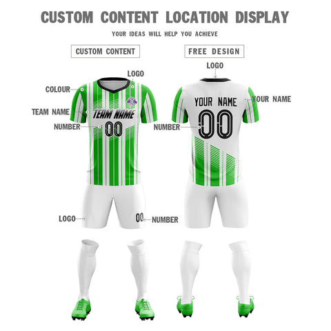 Custom Green White Men Soccer Sets Jersey