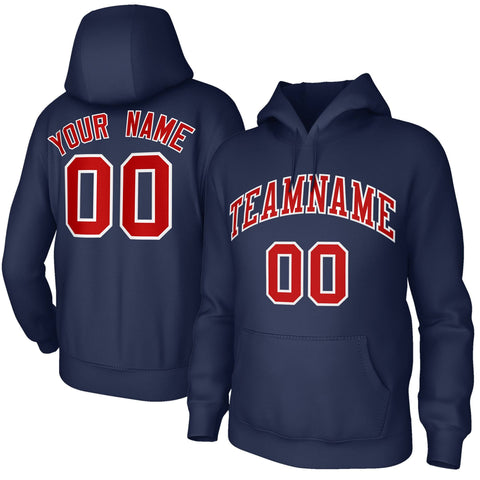Custom Navy Red-White Sport Classic Style Hoodie Pullover Fashion Uniform