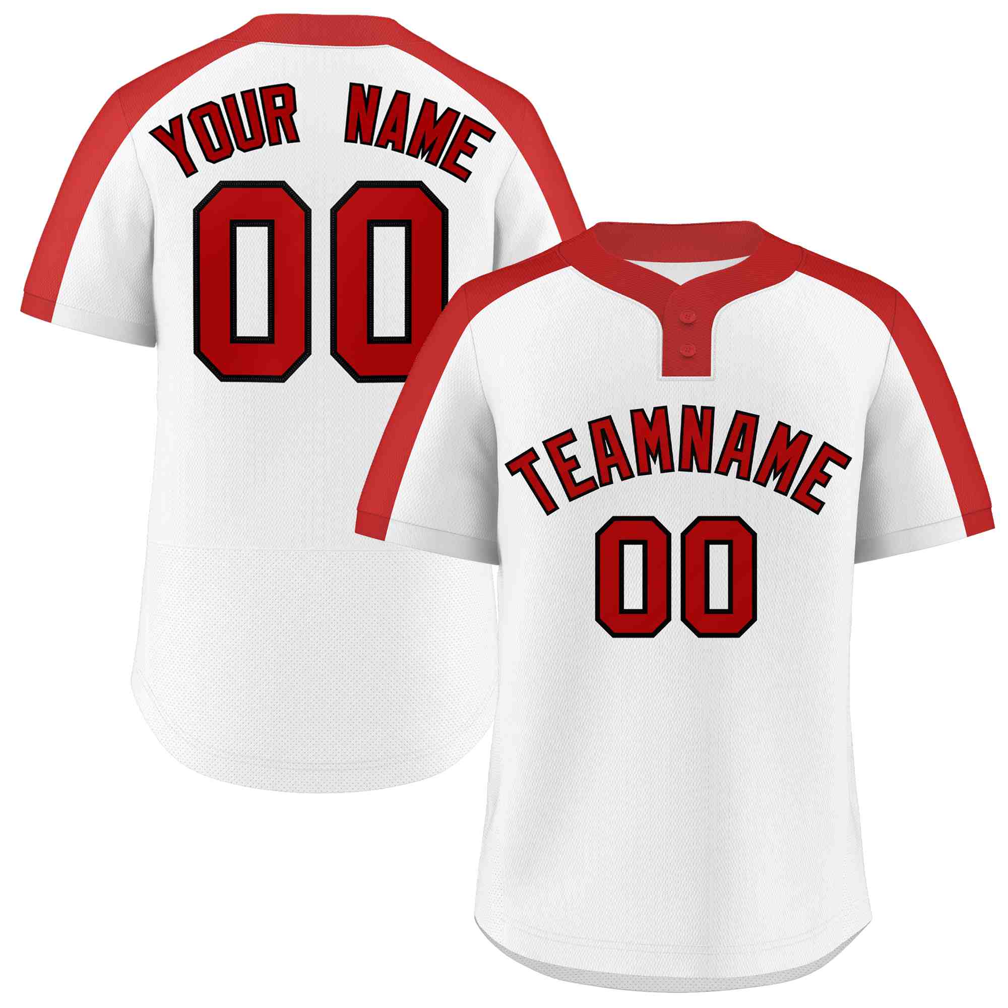 Custom White Red-Black Classic Style Authentic Two-Button Baseball Jer