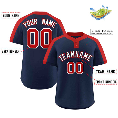 Custom Navy White-Navy Classic Style Authentic Two-Button Baseball Jersey