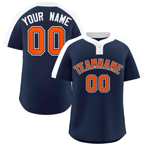 Custom Navy Orange-Navy Classic Style Authentic Two-Button Baseball Jersey