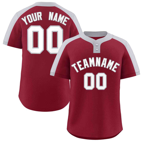 Custom Crimson White-Gray Classic Style Authentic Two-Button Baseball Jersey