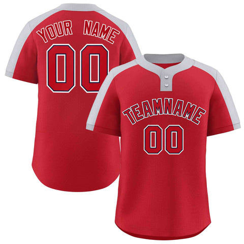 Custom Red Red-Navy Classic Style Authentic Two-Button Baseball Jersey