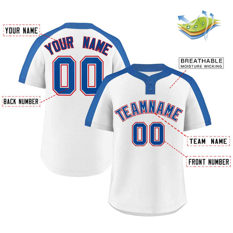 Custom White Royal-White Classic Style Authentic Two-Button Baseball Jersey