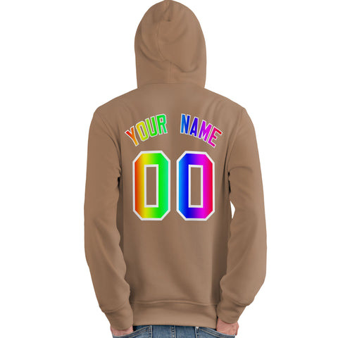 Custom Brown Personalized Rainbow Color Font Team Pullover Sweatshirt Hoodie