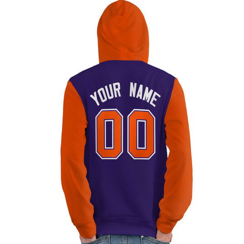 Custom Purple Orange-White Raglan Sleeves Pullover Personalized Team Sweatshirt Hoodie