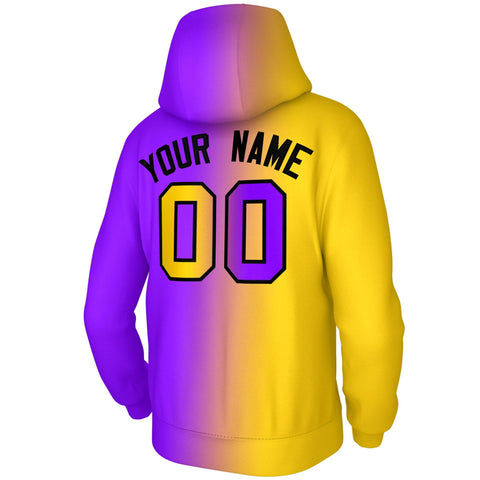 Custom Stitched Purple Gold Gradient Fashion Athletic Pullover Sweatshirt Hoodie