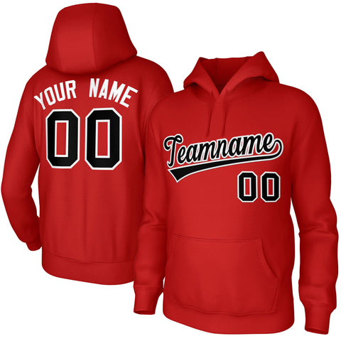 Custom Red Black-White Classic Style Sports Uniform Pullover Hoodie