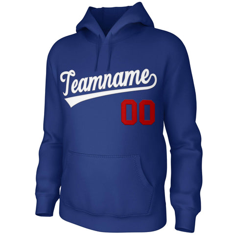 Custom Royal White Classic Style Sports Uniform Pullover Hoodie